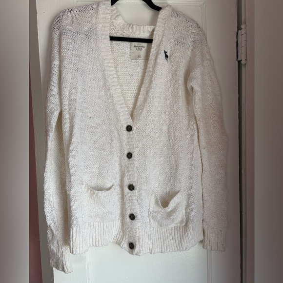 Abercrombie & Fitch Sweaters - Vintage Y2K Abercrombie & Fitch Chunky Knit Cardigan Sweater Cream Size XS